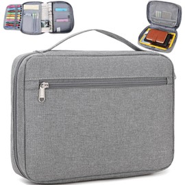 JIANYA Bible Cover Bible Case for Men, Large Bible Cover Bible Bag with Pockets and Handle, Grey