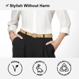 Corkor Women's Cork Belt 25mm Wide Vegan Product Natural Color Large Size
