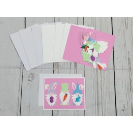 Stampin' Up! Happy Easter Greeting Card Kit #2 [Lot of 4, Handmade, Gnome Bunnies, Pastel]