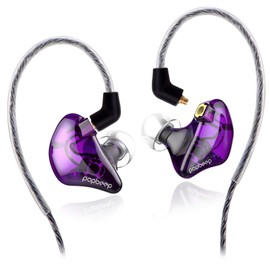 BASN in-Ear Headphones Flexible Universal-Fit in Ear Earbuds Noise Isolating in-Ear Monitors Headphone with Detachable and Replaceable Cable Musicianâ€TMs Headphones for Stage and Studio (Purple)