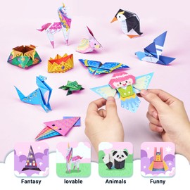 Joycat Origami Paper Kit For Kids,180 Sheet 5.5x5.5"Colorful Paper,73 Unique & Unicorn Style with Instruction Book,Art&Crafts Supply set for Ages 5-12 girl,Ideal DIY & Educational Toy,Gift For Kids