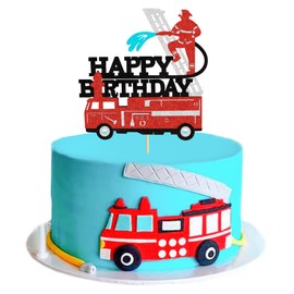 Blumomon Fireman Cupcake Toppers Set Fire Brigade Truck Cupcake Fire Brigade Theme Baby Shower Boy Girl Birthday Party Decorations