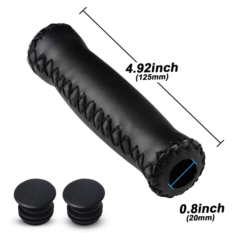 SOLODRIVE Bike Handlebar Grips, Vinyl Leather Grips, Hand-Stitched Beach Cruiser