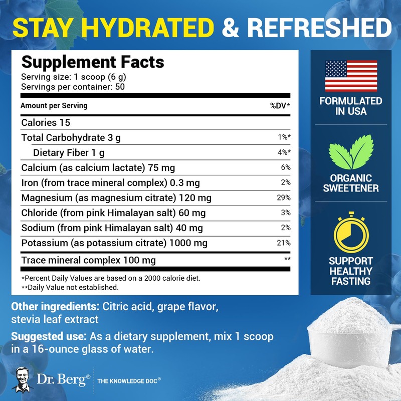Dr. Berg Zero Sugar Hydration Keto Electrolyte Powder - Enhanced