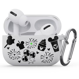 BannerBlend Cute Cartoon Engraved Case for AirPods Pro Case 2nd 1st Generation Case Cover/AirPod Pro Case Cover, Soft Silicone Skin Full Protective Cover, Front LED Light Visible Black + White