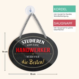 schilderkreis24 Tin Sign Funny Saying "Studieren kann Jeder. Handwerker." Decorative Gift Idea Man Woman 18 x 14 cm