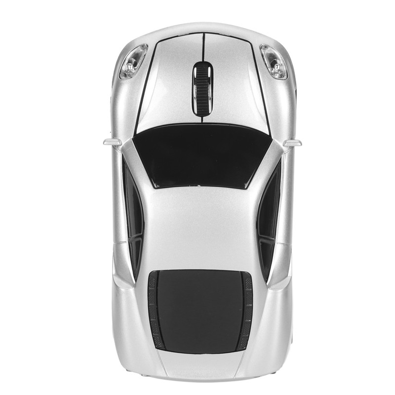 Wireless Mouse Silver Sports Car Style 2.4GHz USB Receiver 1600DPI