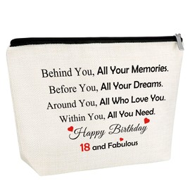 Gfhzdmf 18th Birthday Gift for Girls 18 Year Old Birthday Gifts Makeup Bag Happy Birthday Gifts for Friend Daughter Sister Bestie Niece Granddaughter Birthday Gift 18th Travel Cosmetic Pouch
