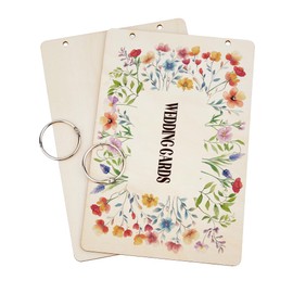 SUPERDANT Wedding Cards Greeting Card Organizer Colorful Flowers Greeting Card Binder Wooden Cards Keeper Binder 2-Rings Post Photos Album for Birthday Wedding Holiday with Punch and 20 Pockets