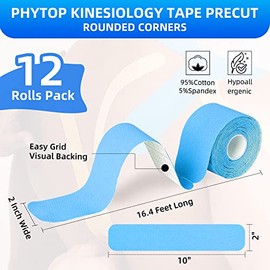 12 Rolls Kinesiology Tape Pre Cut - Muscle Tape 5cm x 5m for Knee Shoulder and Elbow, Elastic Therapeutic Sports Tapes for Muscle Support and Injury Recovery (Mixed Colors)