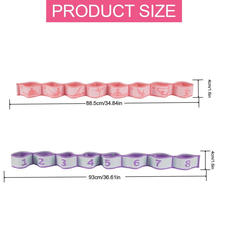 Pack of 2 Yoga Stretching Band, Stretch Band with 8