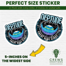 2-Pack 5-Inch Neptune Planet Stickers - Great Blue Giant Decals - Space Theme Stickers for Laptops - Cool Astronomical Vinyl Stickers - Science Enthusiast - CCSTICKER13075