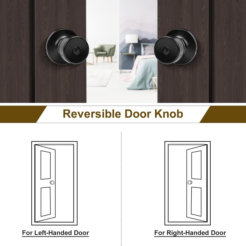 HOSOM Door Knobs Interior Privacy Door Knob Bedroom Bathroom Door
