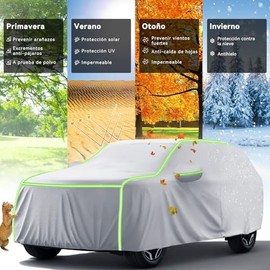 Cubierta para Auto SUV,520x200x180CM Funda Impermeable con Forro ALGODÓN | Cremallera y Cintas Reflectante,Anti-UV,Anti-Nieve,Antiarañazos,Ideal para 