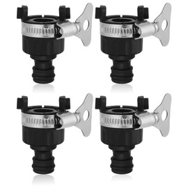 Syylqyr 4 Pcs Hose Pipe Tap Connector Black, Tap Hose Connectors Kitchen Taps suitable for 16-21MM Faucet, Durable Faucet Adapter for Garden Bath Laundry