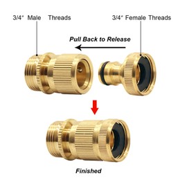 Hydrogarden Garden Hose Quick Connector Brass Quick Hose End Connector Garden Hose Nozzle Connect Kit,Quick Disconnect Hose Fittings Male and Female