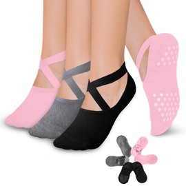 Diu Life 3 Pack Grip Socks Yoga Socks with Grips for Women Non Slip, Pilates, Workout, Pure Barre, Ballet, Dance, Hospital Socks