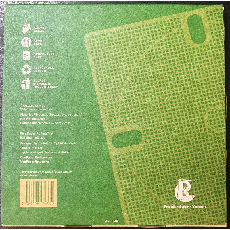 Rolling Fun 6-Pack Rice Paper Rolling Tray R22 Square Design