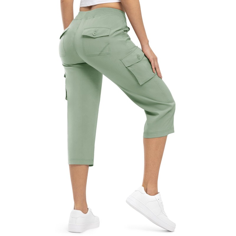 Rdruko Women's Cargo Capris Pants Lightweight Quick Dry Hiking Casual