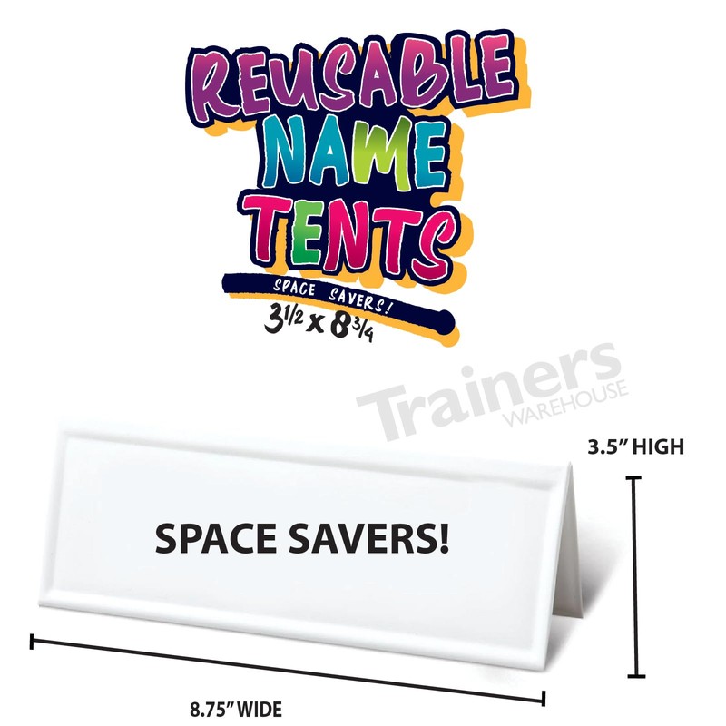 Trainers Warehouse Heavy Duty Premium Reusable Name Cards, White, Dry-Erase