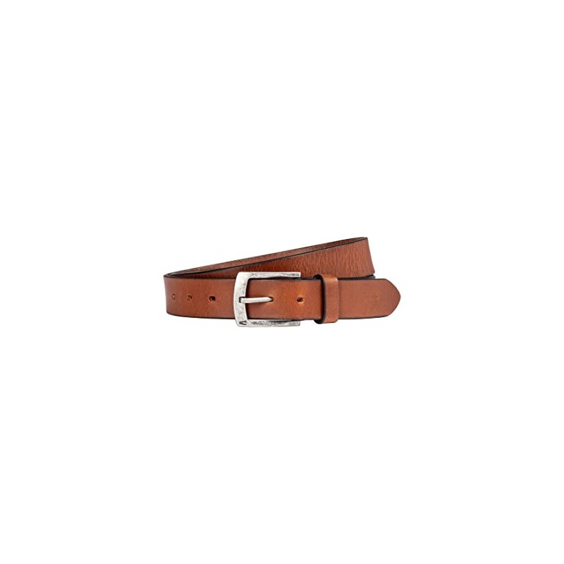 camel active Men's Basic Leather Belt, Cognac