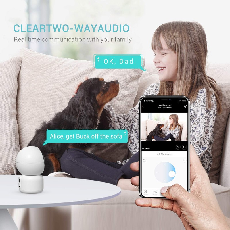 1080P Security Camera, WiFi Home Indoor Camera with Smart Night