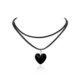 Layered Black Choker Necklace Red Heart Necklaces Gothic Necklace Queen Costume Jewelry for Women Goth Accessories