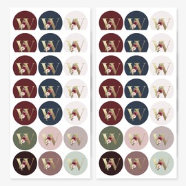 Mobiusea Creation Monogram Stickers| Gold Foil | Initial Envelope Seals Letter W | 9 Chic Color Assortments | Wedding Monogram Sticker| 1.4 Inch | 90pcs Floral Envelop Stickers Seals