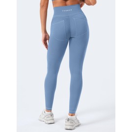 YEOREO CoreFlex Women Workout Scrunch Leggings Denim Look Gym Booty Lifting High Waist Leggings Yoga Pants Grey Blue S