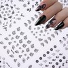 30Sheets Black Flower Nail Art Stickers Spring Summer Nail Stickers