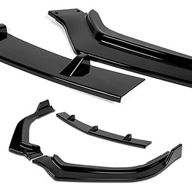 HYPERSPEED Front Bumper Spoiler Lip 3PCS STP-Style ABS Compatible with 2018 2019 2020 Acura TLX, Car Exterior Accessories, Automotive Air Chin Body Kit Splitter Trim Protection (Painted Black)