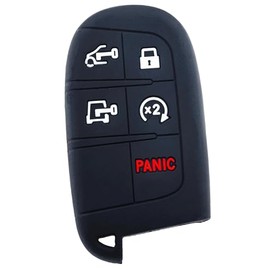 RUNZUIE Silicone Smart Key Fob Cover for 2025 2024 2023 2022 Ram ProMaster 1500 2500 3500 5 Buttons (Black)