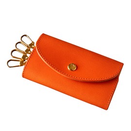 Am De Mas KC-026 Key Case, Tochigi Leather, Genuine Leather, Made in Japan, Key Holder, Real Gold, Plated, 4 Strands, Card Storage, Key, magolica orange