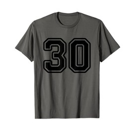 Number #30 Black Sport Varsity Number 30 T-Shirt