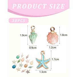 KGDUYC 30 Pieces Hanging Jewellery Pendant Alloy, Shell Pendant, Enamel Jewellery Making Sea Pendant, Alloy Metal Shell Pendant for DIY Jewellery Making Necklace, Bracelet, Earring, Necklace