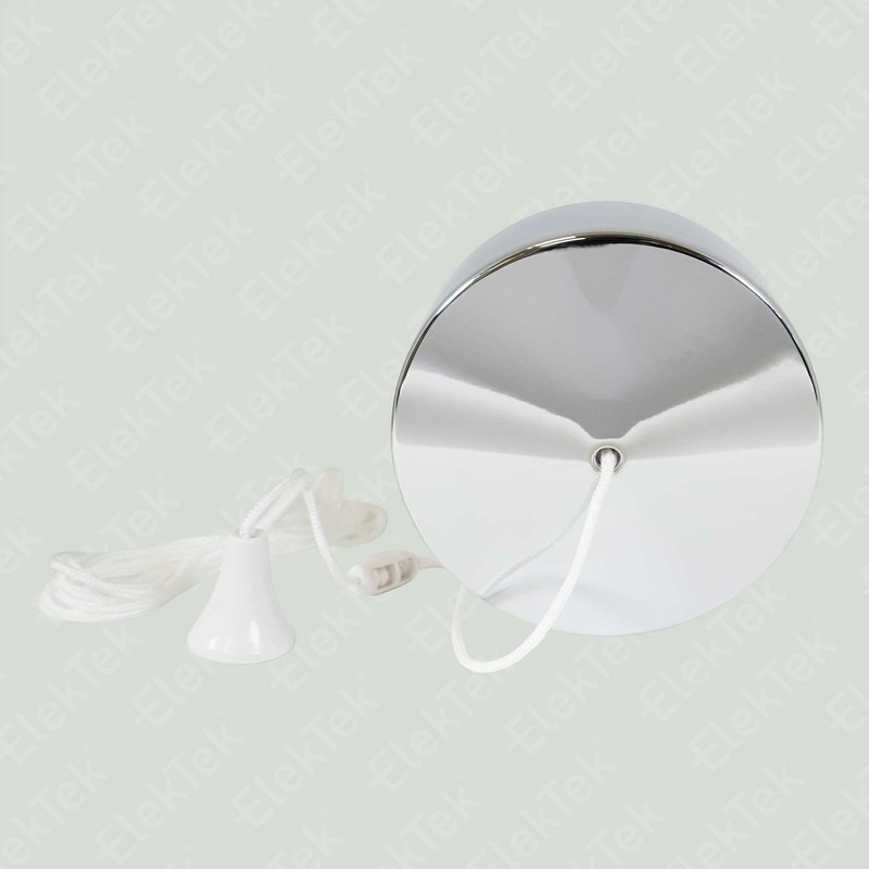ElekTek Light Pull Switch Chrome Plated Steel Cover with Cord