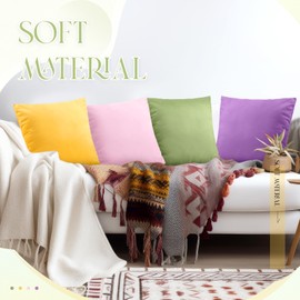 Mixweer 8 Pcs Velvet Decorative Throw Pillow Cover 18 x 18 Inch Colorful Cozy Boho Soft Fluffy Couch Cushion Cover Closure Pillowcase Farmhouse Throw Pillow Case for Sofa Car Office (Candy Color)