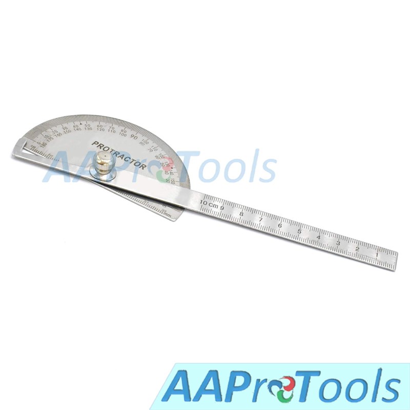 AAProTools Steel Protractor 0-180 Degrees with Round Head Stainless WG-004