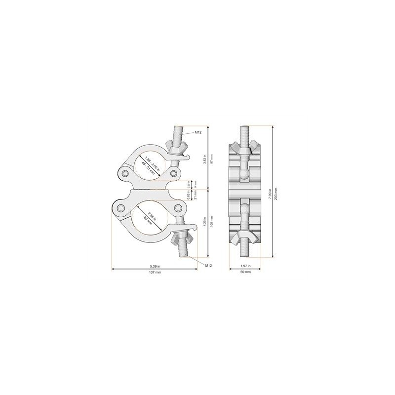 GLOBAL TRUSS Half Coupler 50 / 60 MM