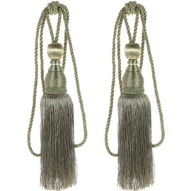 Pack of 2 Curtain Tiebacks Green, Decorative Tiebacks with Tassels, Tassel Curtains, Tiebacks Window for Home, Office Curtains