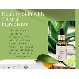 Sérum Facial Con Vitamina C Ilumina, Hidrata Y Da Luminosidad A La Piel Con Ácido Hialurónico, Cúrcuma, Vitamina E Y Extracto De Té Verde. Sérum