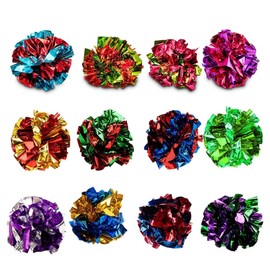 SunGrow Ferret Mylar Crinkle Balls, for Exercise to Keep Fit, Lightweight, Multicolor Shiny Foil with Crinkly Sound for Indoor Pet (12 pcs)