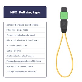 Jeirdus 2pack MPO/APC 16-Core Single Mode Fiber Loopback, Pull Ring Design for High-Performance Network Testing and Maintenance