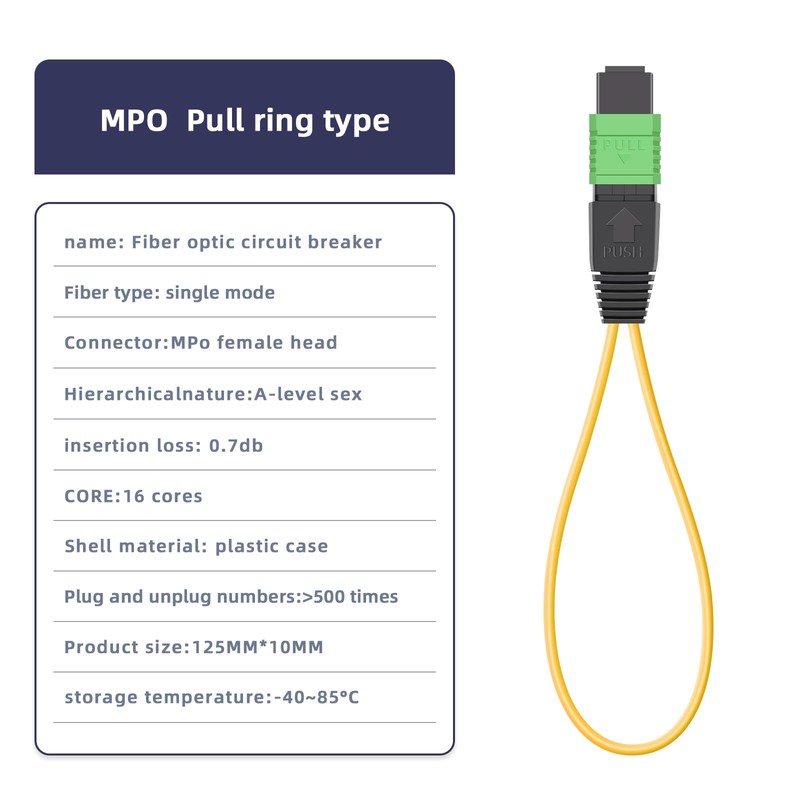 Jeirdus 2pack MPO/APC 16-Core Single Mode Fiber Loopback, Pull Ring