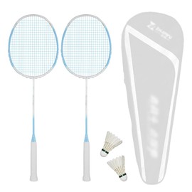 Badminton Racket Set,Badminton Rackets,Ultra Lightweight Composite Carbon Fiber 8u (64g) Durable One-Piece Racket,Including 2 Rackets,2 Shuttlecocks,and 1 Bag