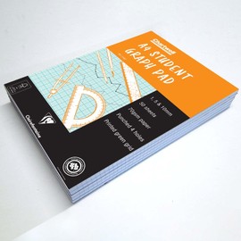 Clairefontaine - Ref J14BZ - Chartwell Graph Pad (Contains 50 Sheets) - A4 (210 x 297mm) Sized, 1, 5 & 10mm Square Rulings, 70gsm Punched Paper, FSC-Certified