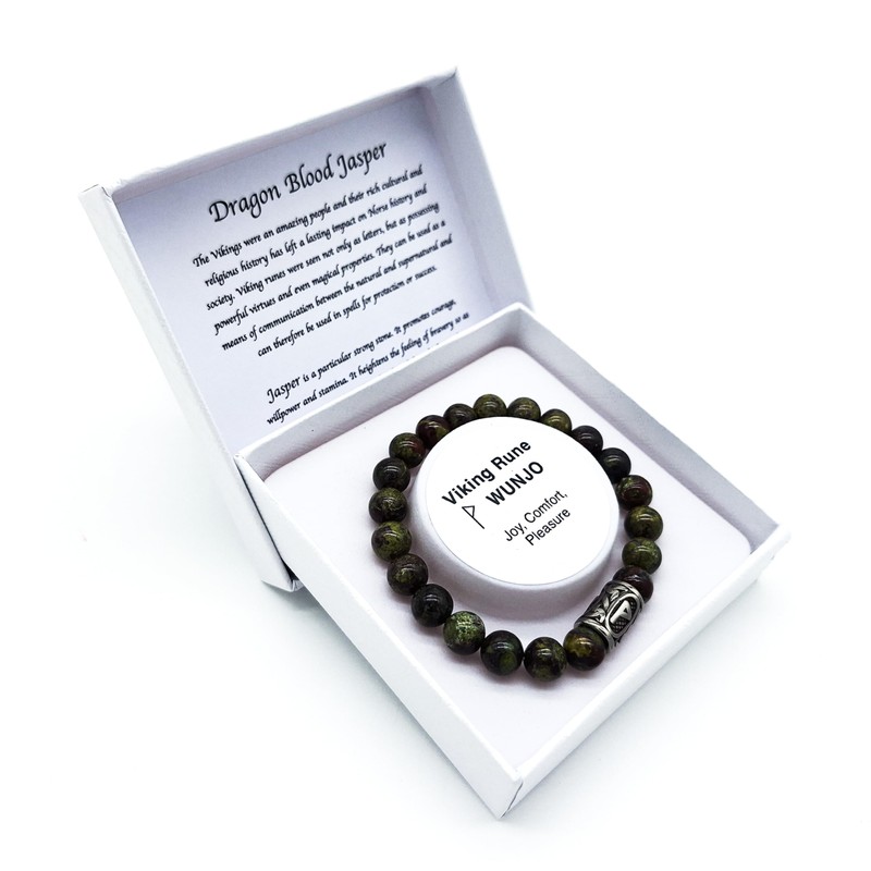 Viking Futhark Rune Gemstone Bracelet (18/21 cm, Women/Men) in Gift