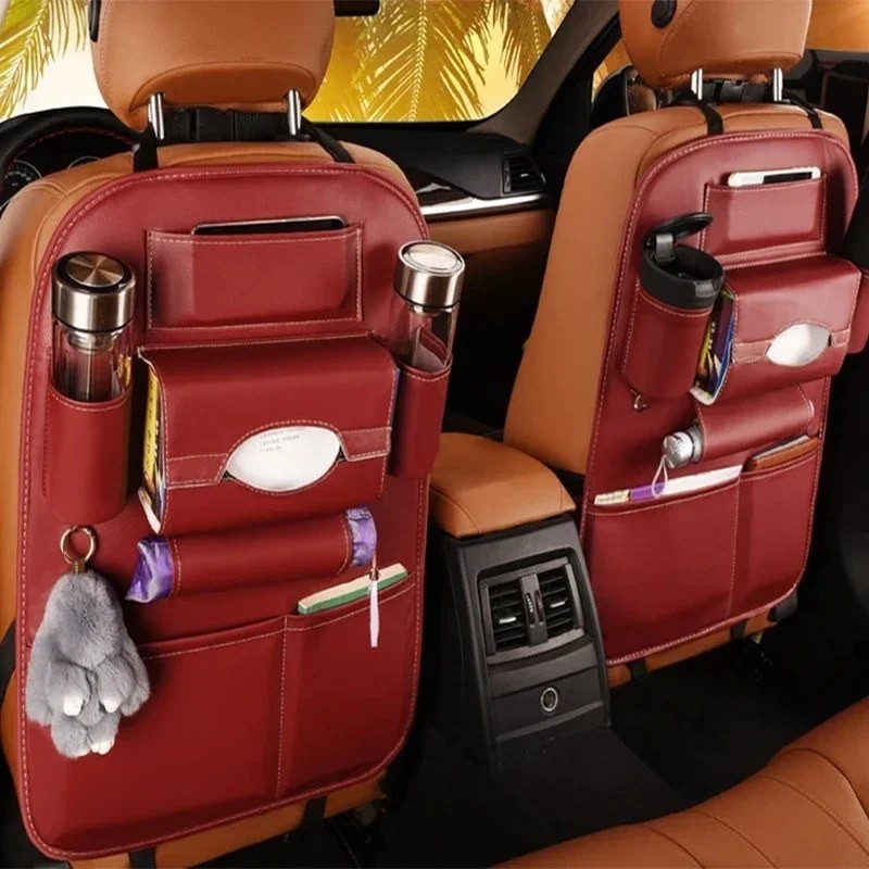 OrganiMax Car Seat Organizer Back – Multi-Pocket PU Leather Storage,
