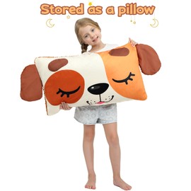 Wizland Kid Sleeping Bag Cute Dog for Girls Boys Daycare 61.8"×28.3" Multi-Functional Sleeping Bag Flannel School Mat Super Soft, Warm,Cozy