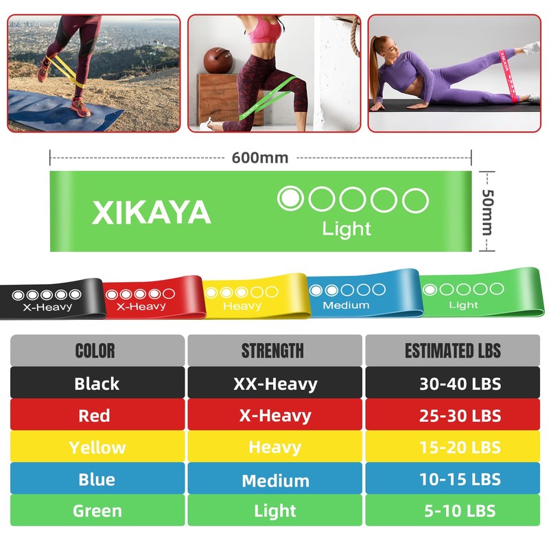 XIKAYA Fitness Bands [Set of 5] Resistance Bands with 5